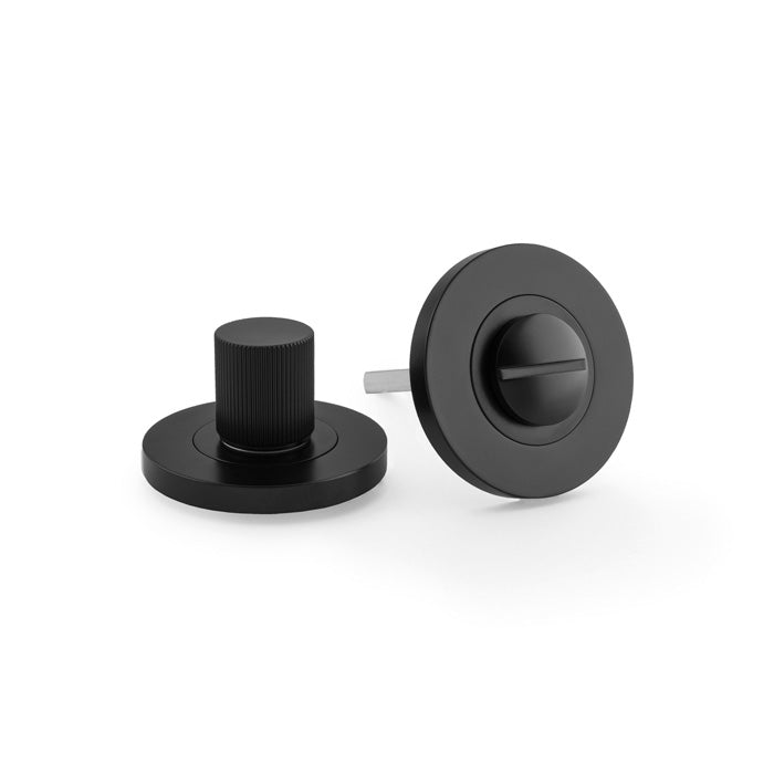 High quality image of Alexander & Wilks - Reeded Thumbturn and Release - Black | Sku. aw792bl | Trade Door Handles.