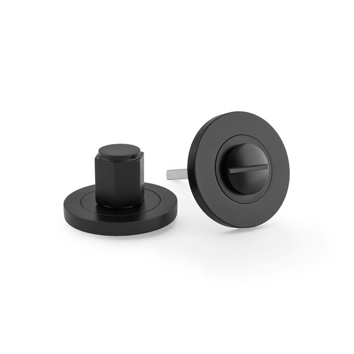 High quality image of Alexander & Wilks - Hex Thumbturn and Release - Black | Sku. aw794bl | Trade Door Handles.