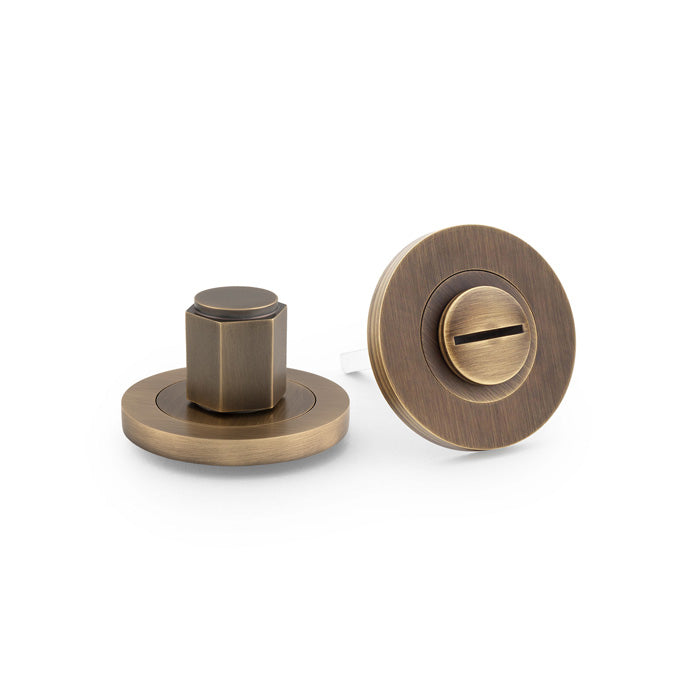 High quality image of Alexander & Wilks - Hex Thumbturn and Release - Italian Brass | Sku. aw794ib | Trade Door Handles.