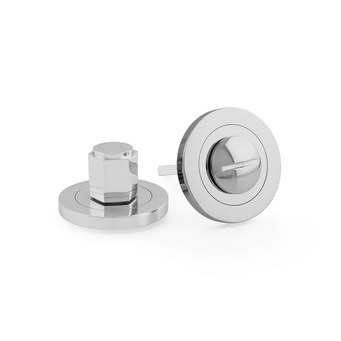 High quality image of Alexander & Wilks - Hex Thumbturn and Release - Polished Chrome | Sku. aw794pc | Trade Door Handles.
