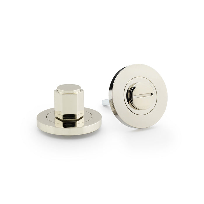High quality image of Alexander & Wilks - Hex Thumbturn and Release - Polished Nickel | Sku. aw794pn | Trade Door Handles.