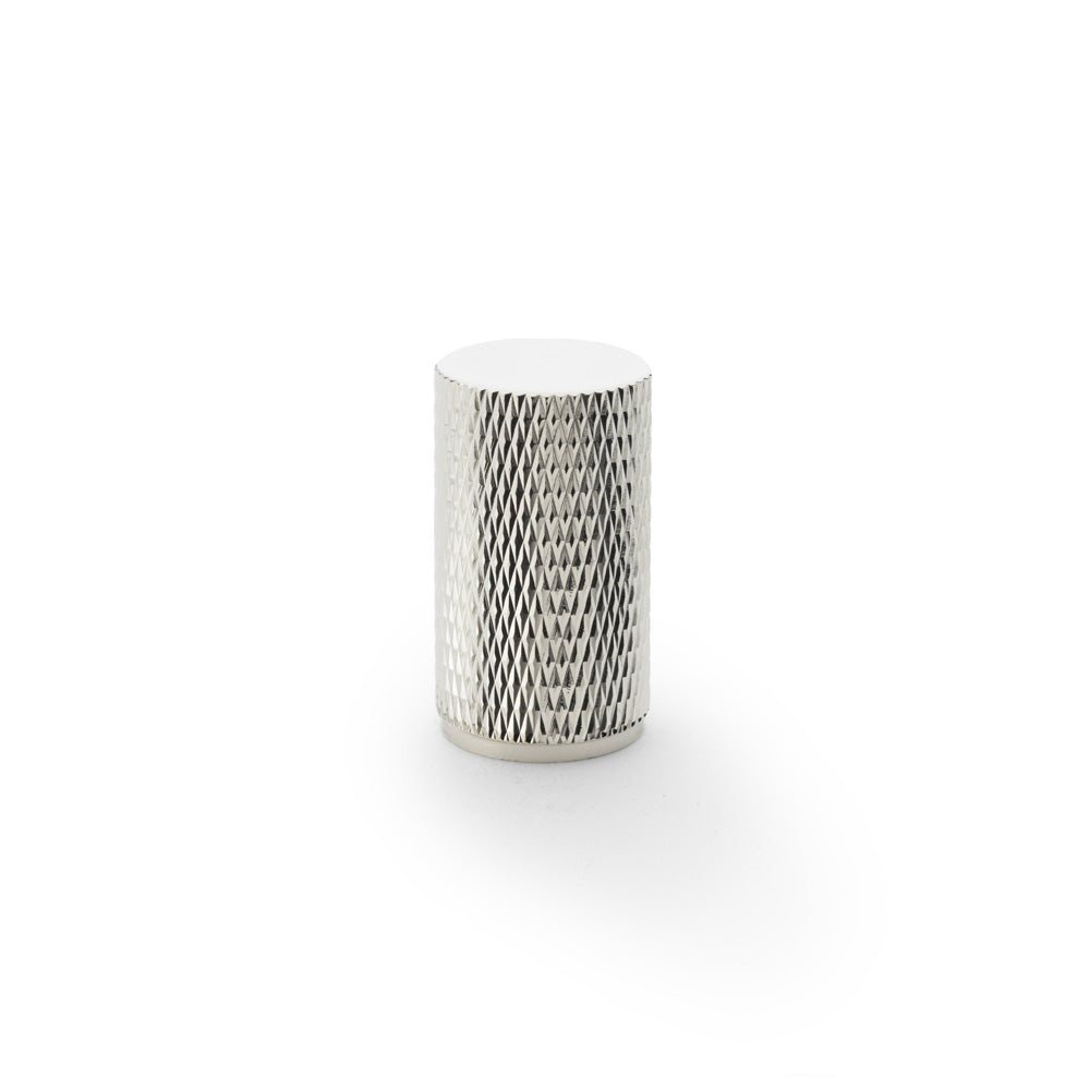 High quality image of Alexander & Wilks Brunel Knurled Cylinder Cupboard Knob - Polished Nickel - 35mm | Sku. aw800-35-pn | Trade Door Handles.