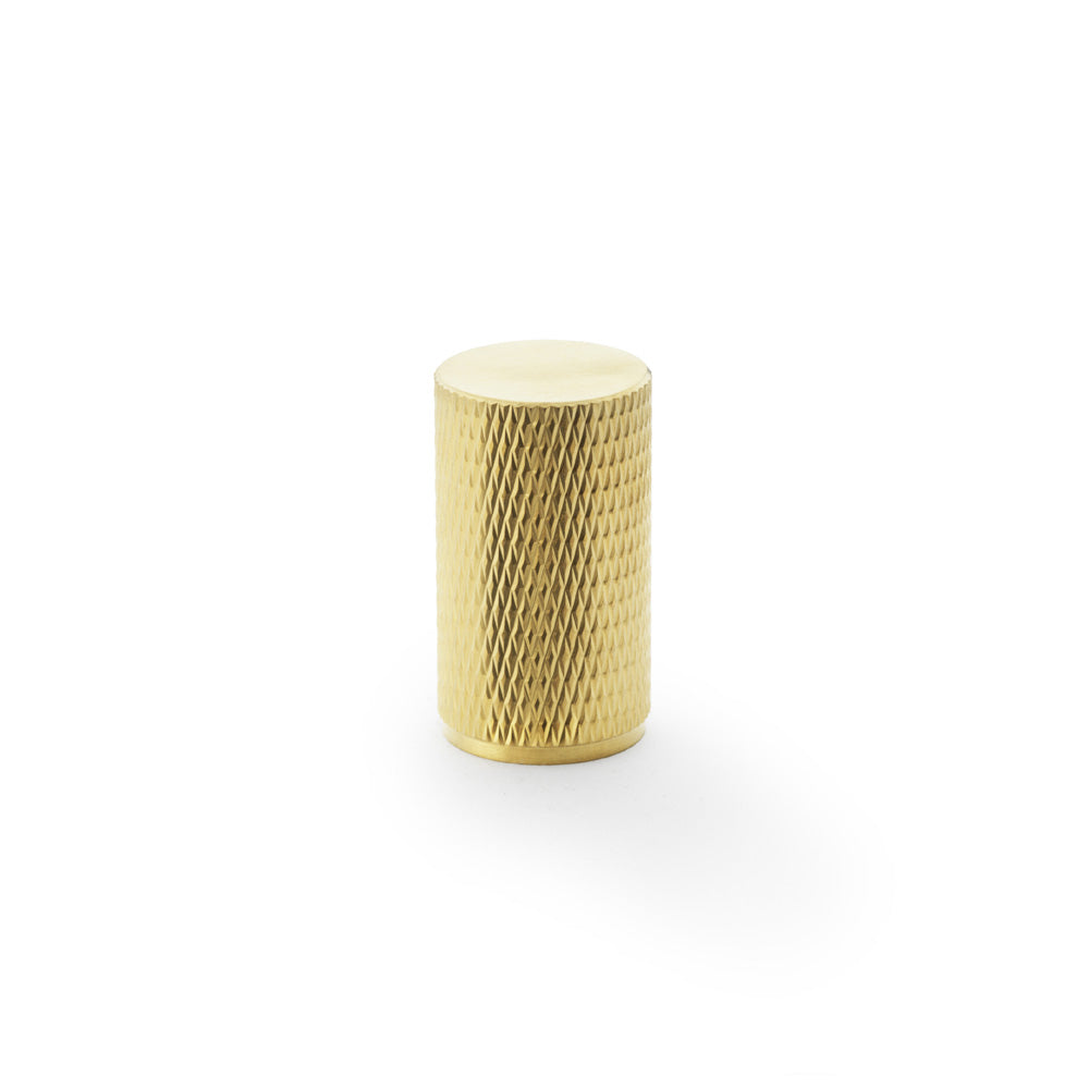 High quality image of Alexander & Wilks Brunel Knurled Cylinder Cupboard Knob - Satin Brass PVD - 35mm | Sku. aw800-35-sbpvd | Trade Door Handles.