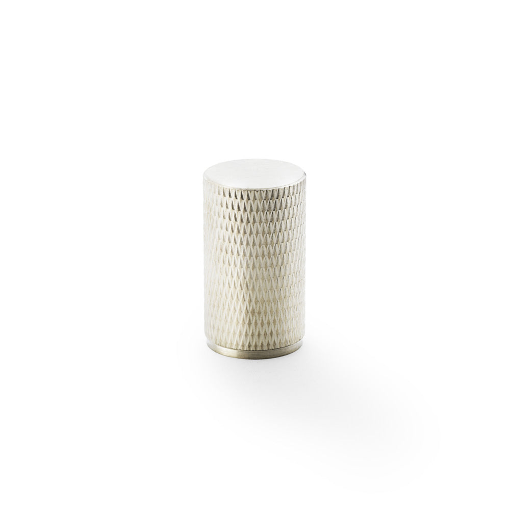 High quality image of Alexander & Wilks Brunel Knurled Cylinder Cupboard Knob - Satin Nickel - 35mm | Sku. aw800-35-sn | Trade Door Handles.