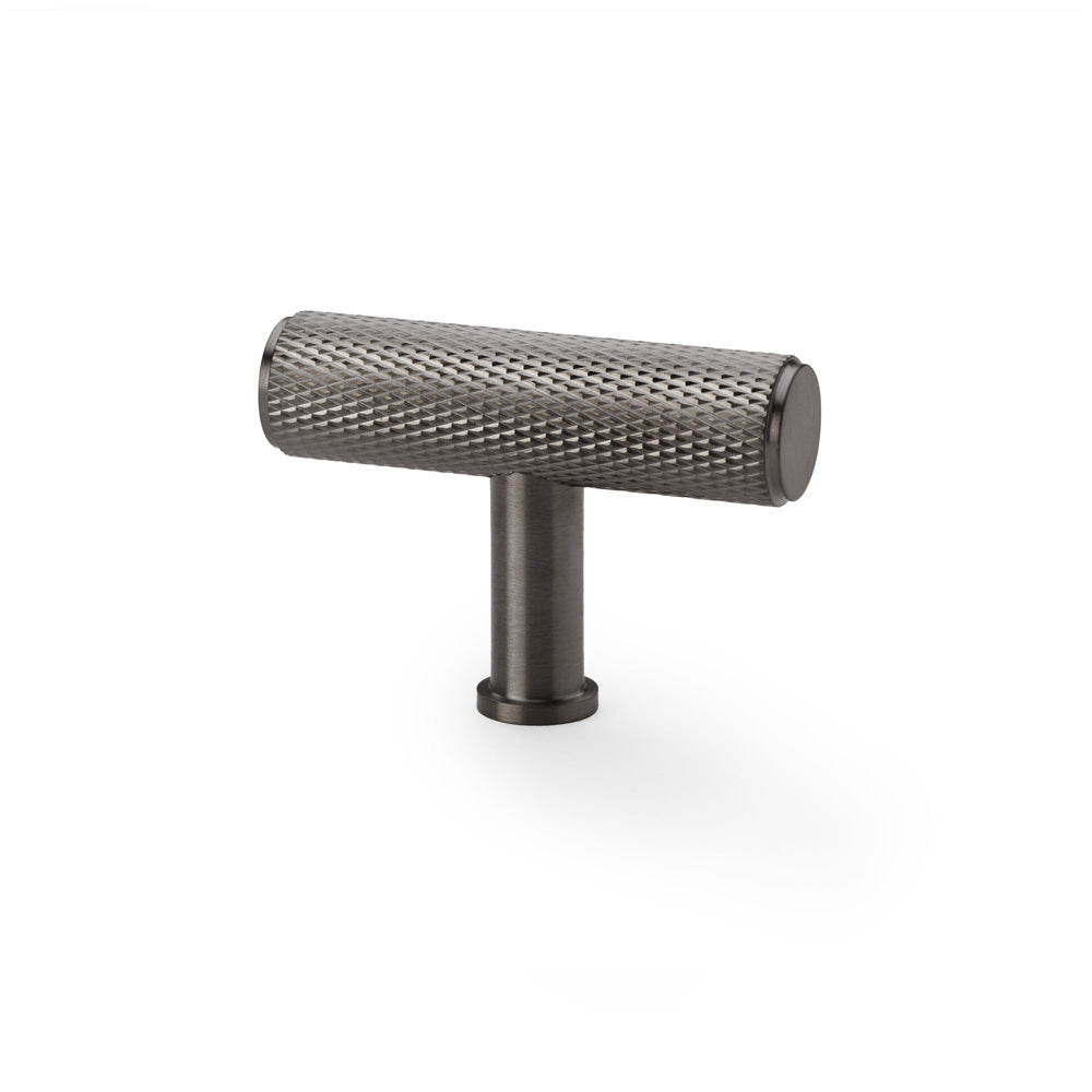 High quality image of Alexander & Wilks Crispin Knurled T-bar Cupboard Knob - Dark Bronze PVD | Sku. aw801-55-dbzpvd | Trade Door Handles.