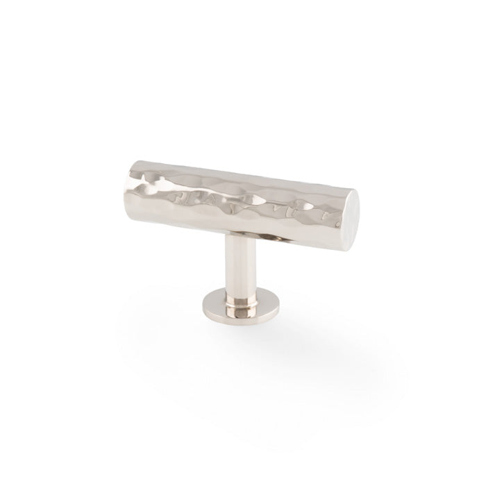 High quality image of Alexander & Wilks Leila Hammered T-Bar Knob Polished Nickel | Sku. AW804-55-PN | Trade Door Handles.