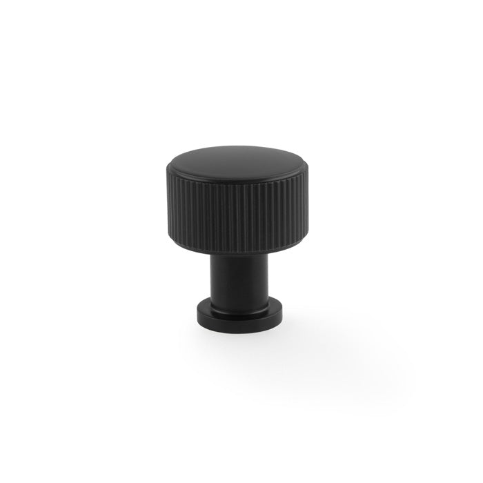 High quality image of Alexander & Wilks Lucia Reeded Cupboard Knob - Black - 29mm | Sku. aw807r-29-bl | Trade Door Handles.