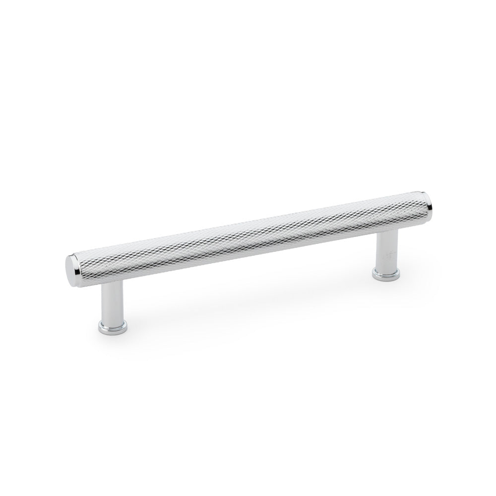 High quality image of Alexander & Wilks Crispin Knurled T-bar Cupboard Pull Handle - Polished Chrome - Centres 128mm | Sku. aw809-128-pc | Trade Door Handles.
