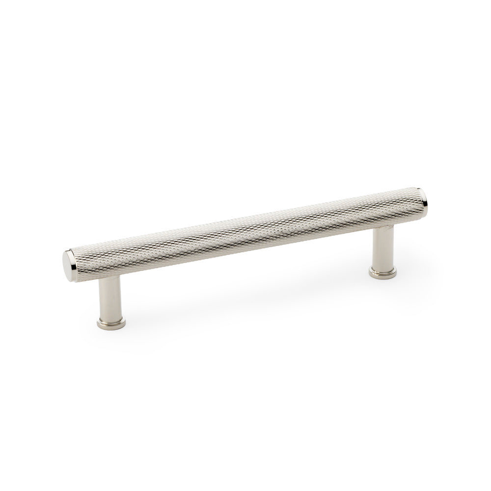 High quality image of Alexander & Wilks Crispin Knurled T-bar Cupboard Pull Handle - Polished Nickel - Centres 128mm | Sku. aw809-128-pn | Trade Door Handles.