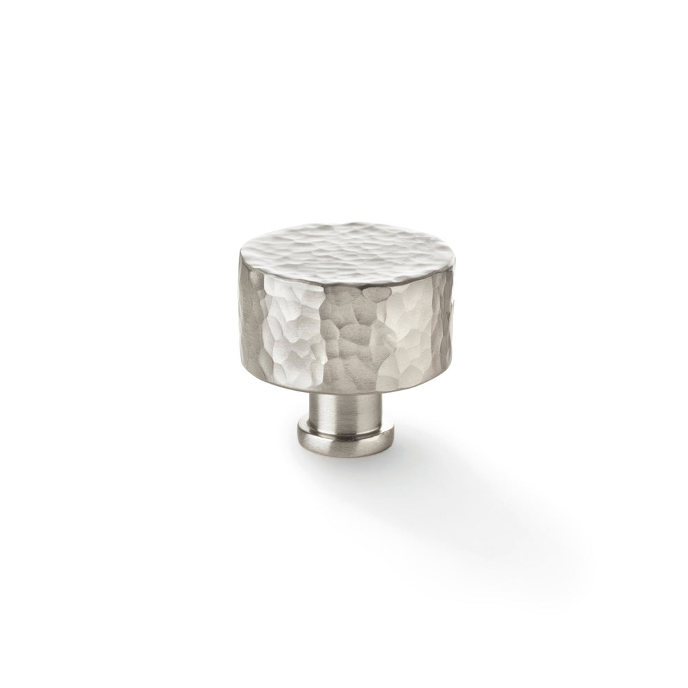 High quality image of Alexander & Wilks Leila Hammered Cupboard Knob - Satin Nickel - 35mm | Sku. aw816-35-sn | Trade Door Handles.