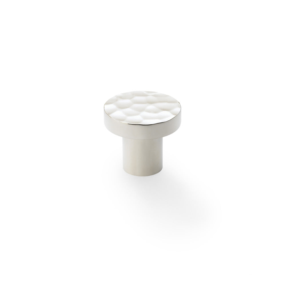 High quality image of Alexander & Wilks Hanover Hammered Cupboard Knob - Polished Nickel - 30mm | Sku. aw820-30-pn | Trade Door Handles.