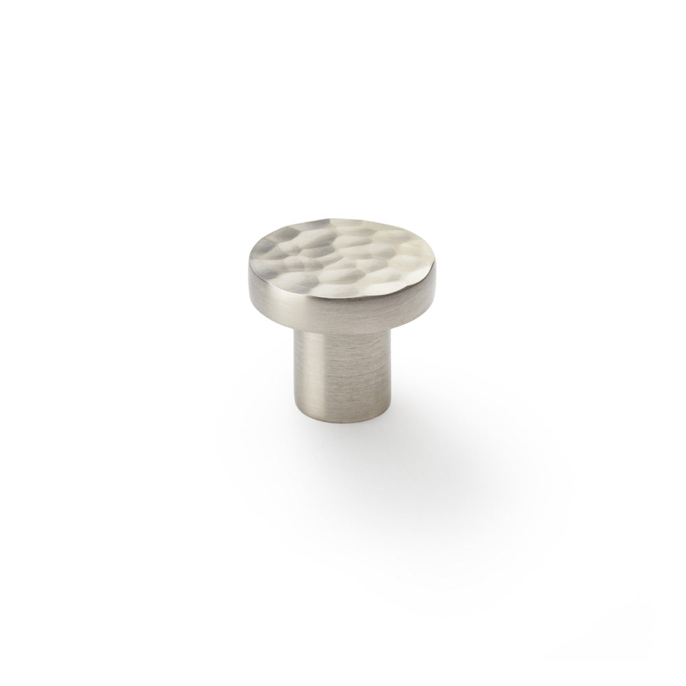 High quality image of Alexander & Wilks Hanover Hammered Cupboard Knob - Satin Nickel - 30mm | Sku. aw820-30-sn | Trade Door Handles.