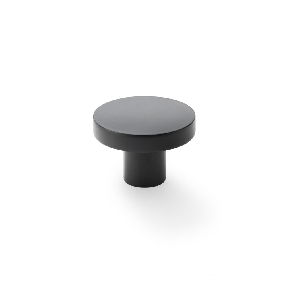 High quality image of Alexander & Wilks Hanover Plain Cupboard Knob - Black - Knob 38mm | Sku. aw821-38-bl | Trade Door Handles.