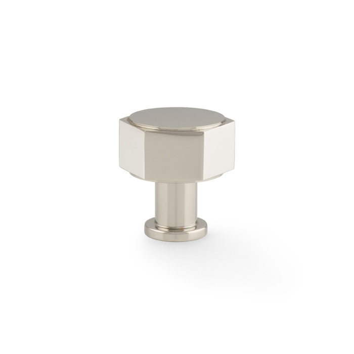 High quality image of Alexander & Wilks - Vesper Hex Cabinet Knob - Polished Nickel | Sku. aw828-33-pn | Trade Door Handles.