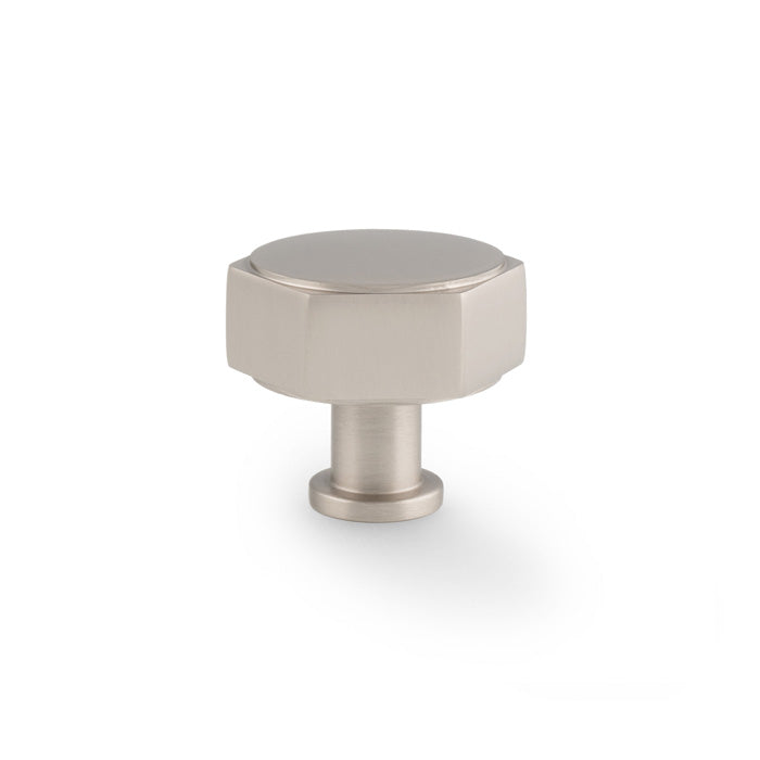 High quality image of Alexander & Wilks - Vesper Hex Cabinet Knob - Satin Nickel | Sku. aw828-40-sn | Trade Door Handles.