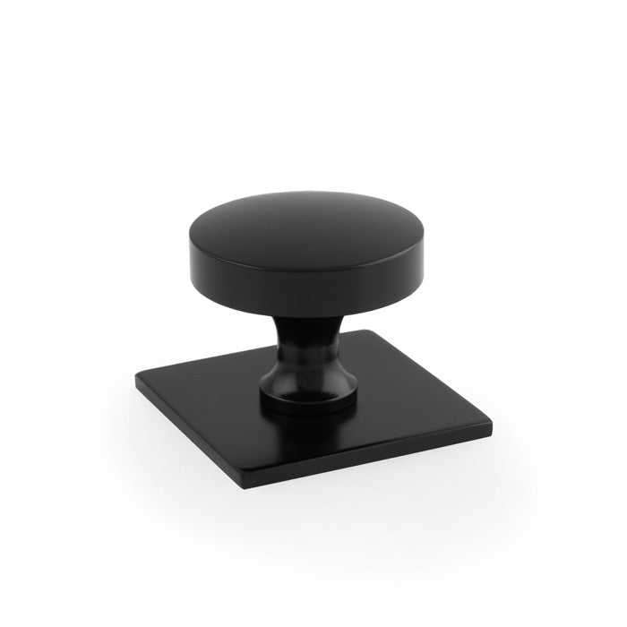 High quality image of Alexander & Wilks - Bullion Cupboard Knob on Square Backplate-Black | Sku. aw835-38-bl | Trade Door Handles.