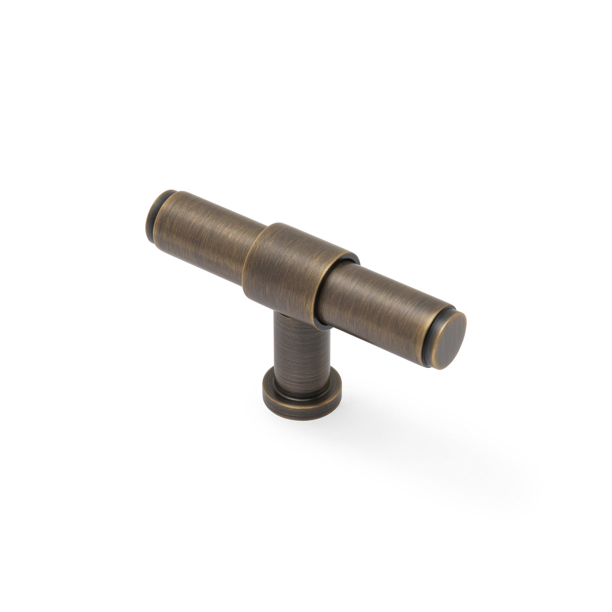 High quality image of Alexander & Wilks Kingston Plain T-Bar Cupboard Knob-Antique Brass | Sku. AW838P-80-AB | Trade Door Handles.