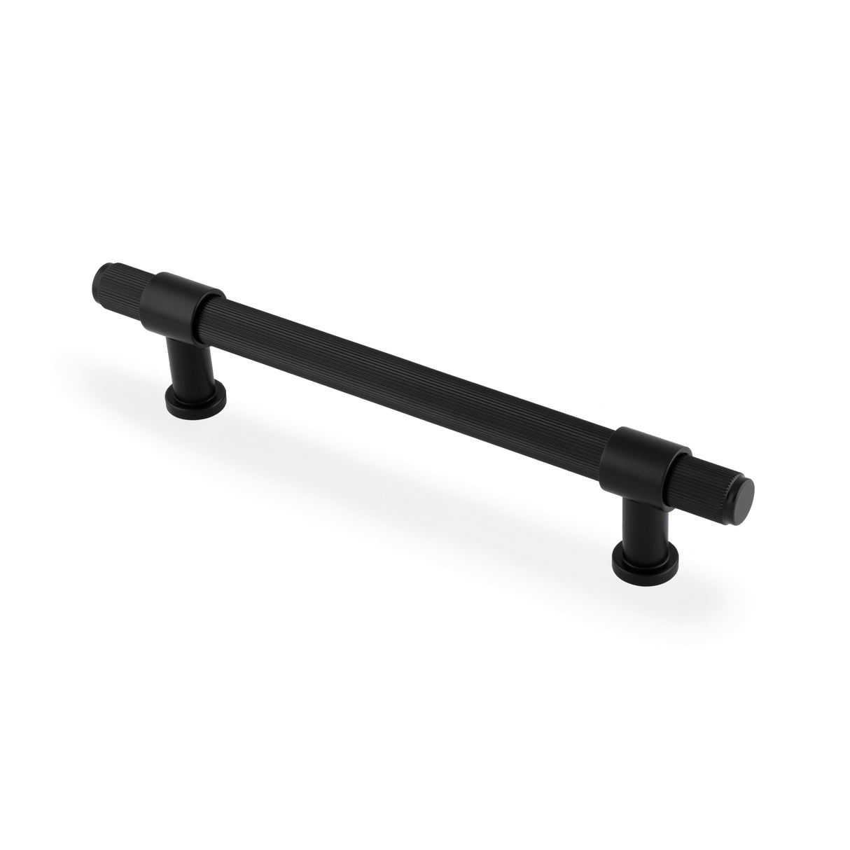 High quality image of Alexander & Wilks Kingston Reeded Pull Handle-Black-160mm c/c | Sku. AW839R-160-BL | Trade Door Handles.