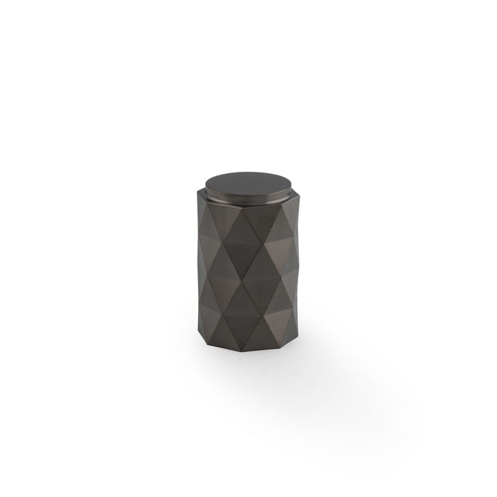 High quality image of Alexander & Wilks Diamond Cut Cylinder Cabinet Knob - 30mm - Dark Bronze PVD | Sku. aw847-30-dbzpvd | Trade Door Handles.