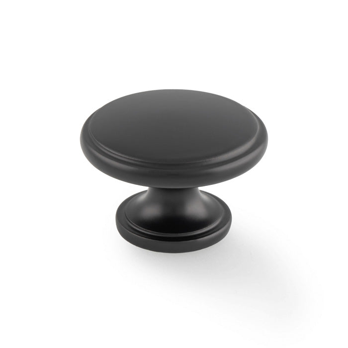 High quality image of Alexander & Wilks - Cambridge Round Cupboard Knob - Black | Sku. aw849-38-bl | Trade Door Handles.