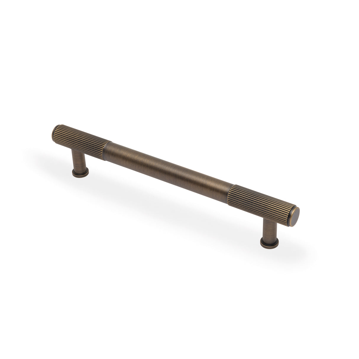 High quality image of Alexander & Wilks - Washington Reeded End Cabinet Pull-Antique Brass-160mm | Sku.AW854R-160-AB | Trade Door Handles.