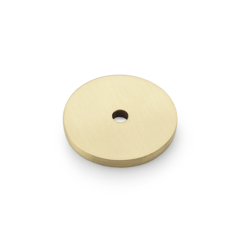 High quality image of Alexander & Wilks Circular Backplate - Satin Brass - Diameter 30mm | Sku. aw895-30-sb | Trade Door Handles.