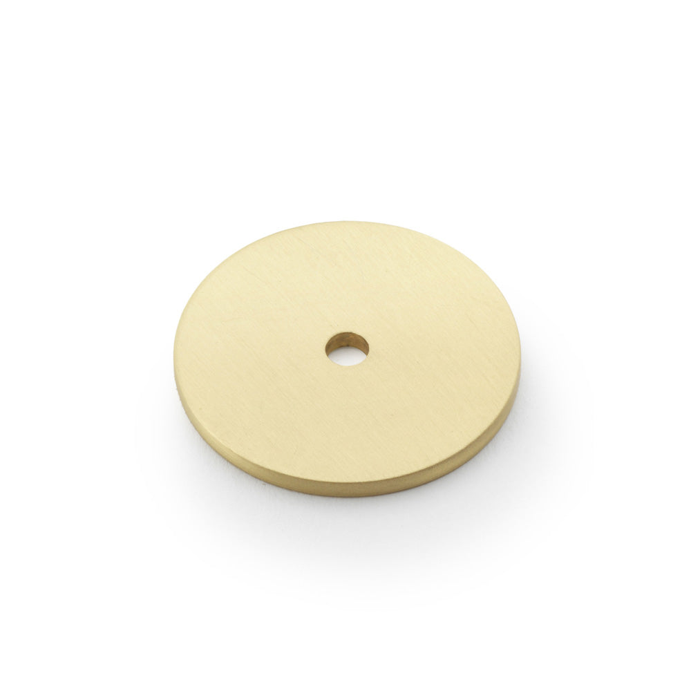 High quality image of Alexander & Wilks Circular Backplate - Satin Brass - Diameter 35mm | Sku. aw895-35-sb | Trade Door Handles.