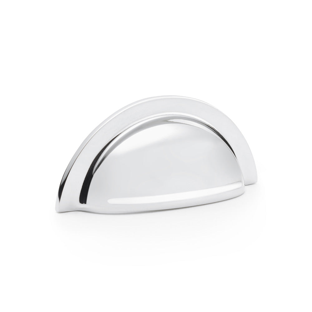 High quality image of Alexander & Wilks Bardom Ridged Cabinet Cup Pull - Polished Chrome | Sku. aw903pc | Trade Door Handles.