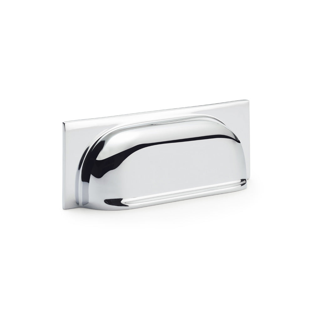 High quality image of Alexander & Wilks Quantock Cup Pull Handle - Polished Chrome - Centers 96mm | Sku. aw905pc | Trade Door Handles.