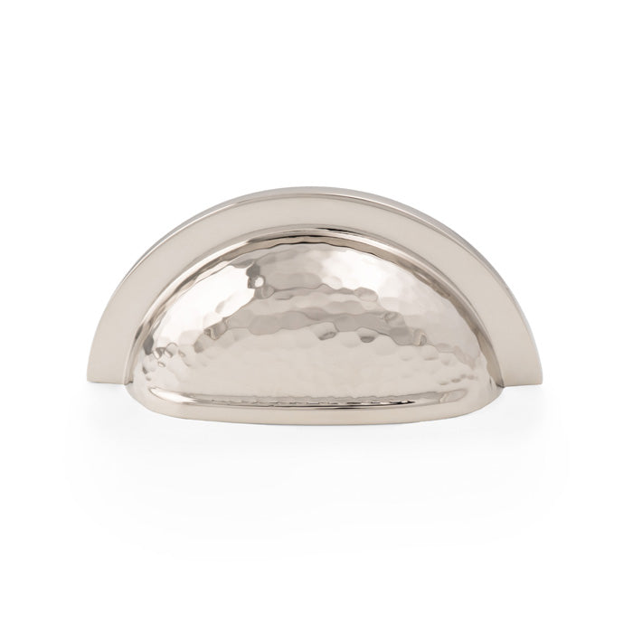 High quality image of Alexander & Wilks Bardom Hammered Ridged Cup Pull-Polished Nickel | Sku. AW912PN | Trade Door Handles.