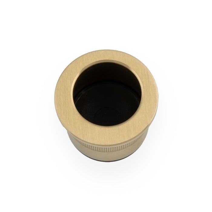 High quality image of Alexander & Wilks - Round Sliding Door Finger Edge Pull-Satin Brass PVD | Sku. aw992sbpvd | Trade Door Handles.
