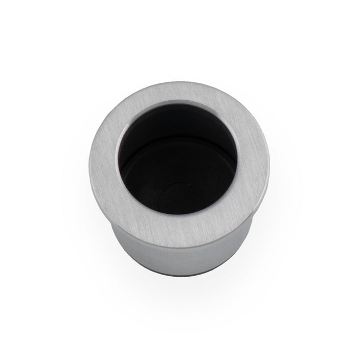 High quality image of Alexander & Wilks - Round Sliding Door Finger Edge Pull-Satin Chrome | Sku. aw992sc | Trade Door Handles.