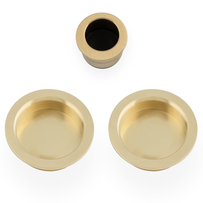 High quality image of Alexander & Wilks - Sliding door pull kit-Satin Brass PVD | Sku. aw994sbpvd | Trade Door Handles.