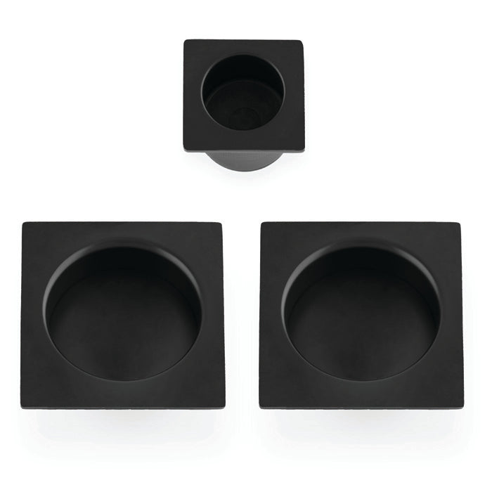 High quality image of Alexander & Wilks - Square sliding door pull kit-Black | Sku. aw995bl | Trade Door Handles.