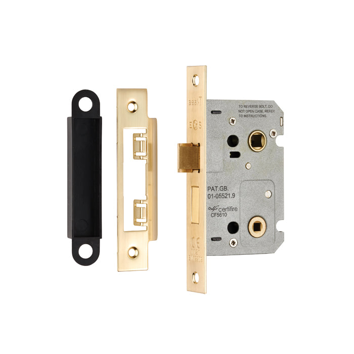 High quality image of Eurospec - Easi-T Residential Bathroom Lock 65mm - Satin Brass | Sku. bae5025sb | Trade Door Handles.