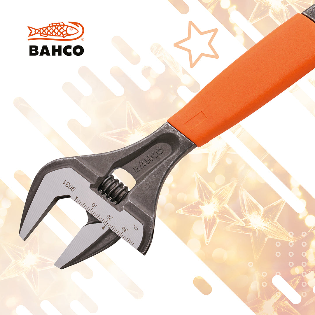 Bahco 200mm (8in) Adjustable Wrench with Wide Jaw Opening