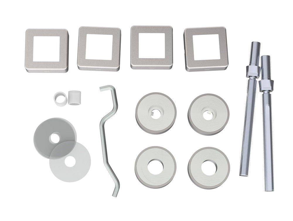 High quality image of Eurospec - Back To Back Fixing Pack - Square - Satin Stainless Steel | Sku. bbf1019sss-sq | Trade Door Handles.