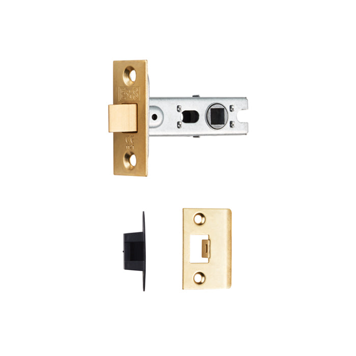 High quality image of Carlisle Brass - Bolt Through Tubular Latch Square - Electro Brassed | Sku. btl1-sq | Trade Door Handles.