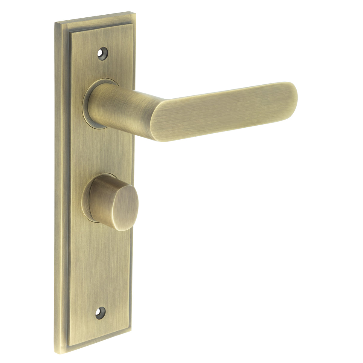 High quality image of Burlington - Kensington Door Handle Bathroom Backplate Antique Brass & Turn & Release Sku. BUR-25AB-453AB-81AB
