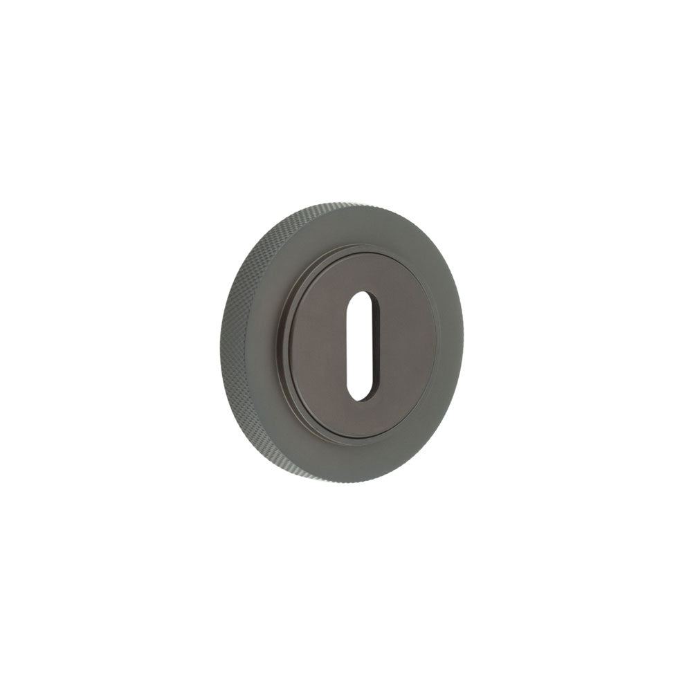 High quality image of Burlington - Standard Keyway Escutcheons Knurled Rose Dark Bronze Sku. BUR-60DB-75DB