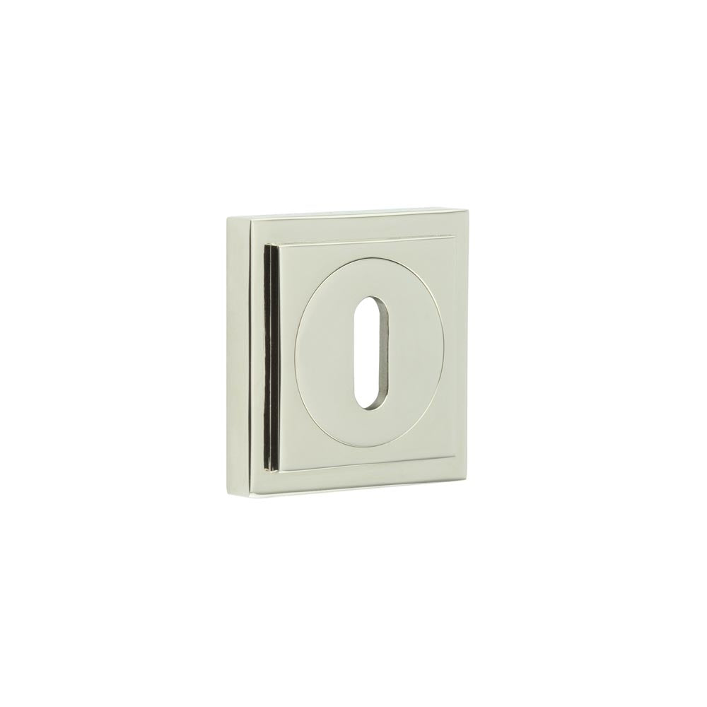 High quality image of Burlington - Standard Keyway Escutcheons Square Stepped Rose Polished Nickel Sku. BUR-60PN-173PN