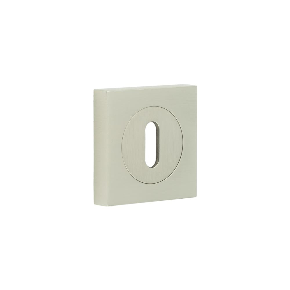 High quality image of Burlington - Standard Keyway Escutcheons Square Plain Rose Satin Nickel Sku. BUR-60SN-171SN
