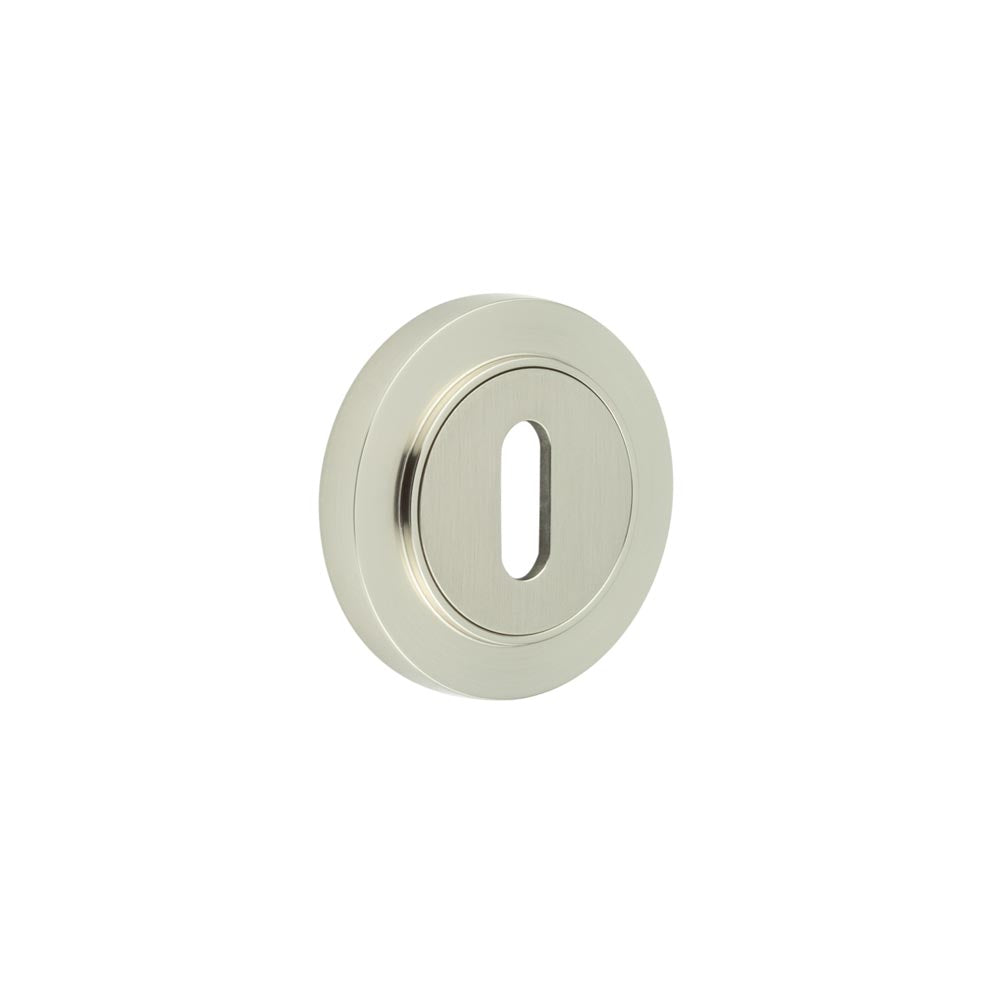 High quality image of Burlington - Standard Keyway Escutcheons Plain Rose Satin Nickel Sku. BUR-60SN-71SN