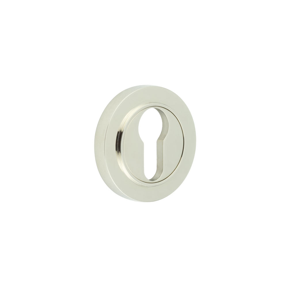 High quality image of Burlington - Euro Profile Escutcheons Plain Rose Polished Nickel Sku. BUR-61PN-71PN
