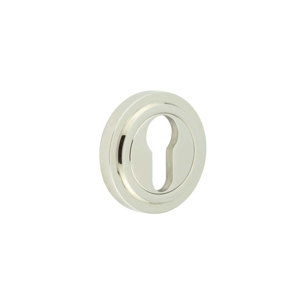 High quality image of Burlington - Euro Profile Escutcheons Stepped Rose Polished Nickel Sku. BUR-61PN-73PN