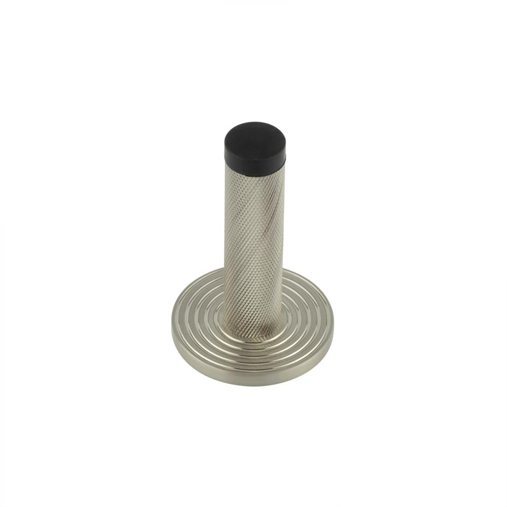 High quality image of Burlington - Knurled Wall Mounted Doorstops Reeded Rose Satin Nickel Sku. BUR-968SN-974SN