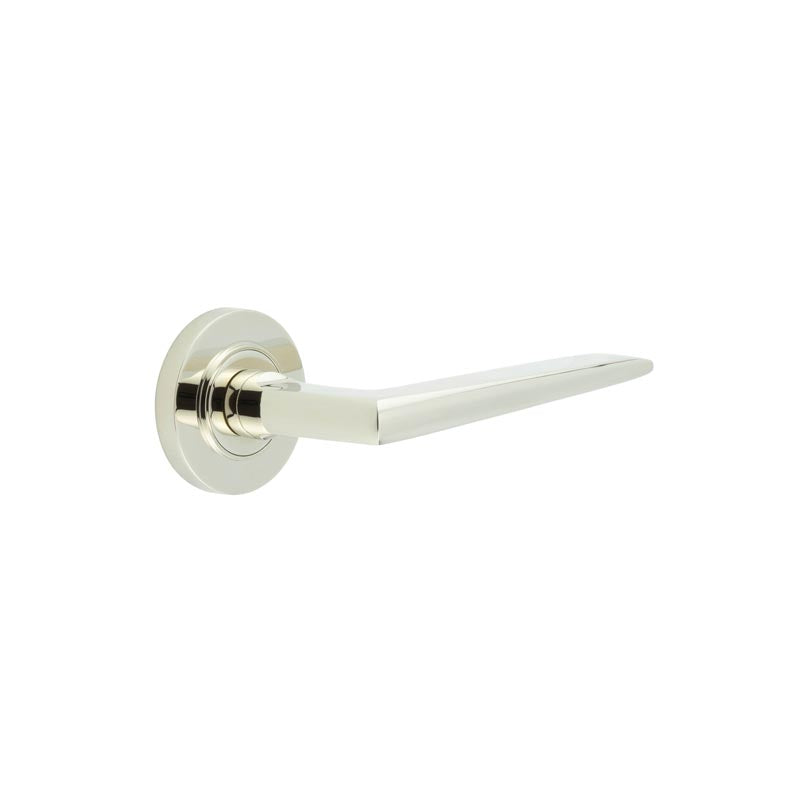 High quality image of Burlington - Mayfair Door Handle on Plain Rose Polished Nickel Sku. BUR10KIT157