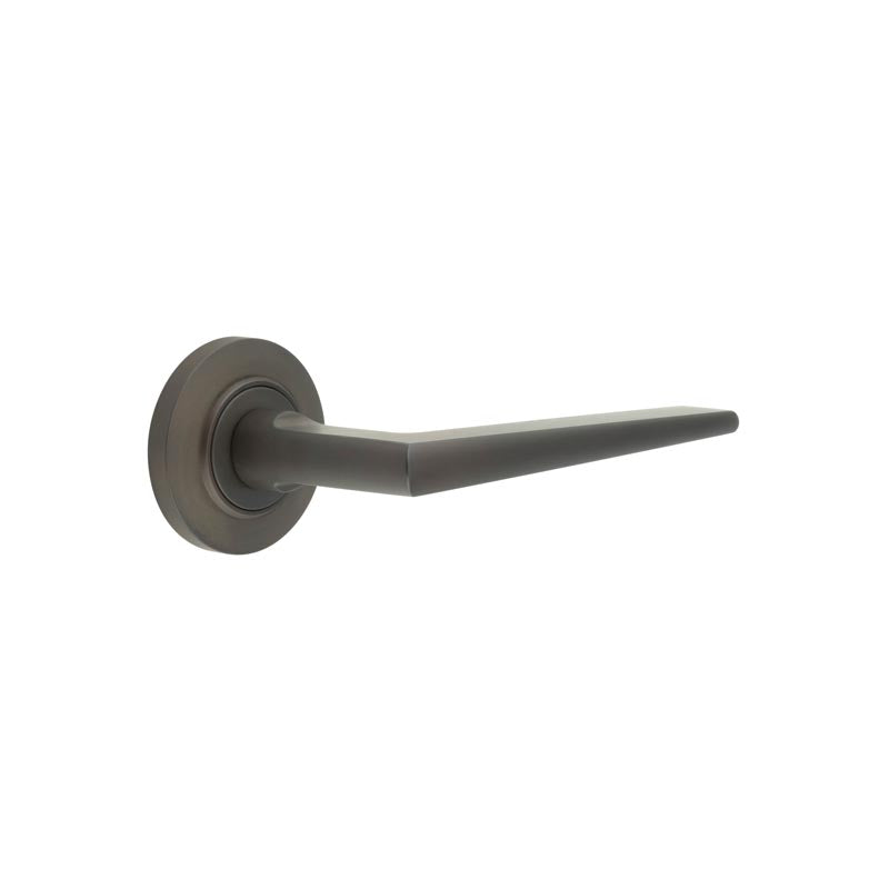 High quality image of Burlington - Mayfair Door Handle on Chamfered Rose Dark Bronze Sku. BUR10KIT80