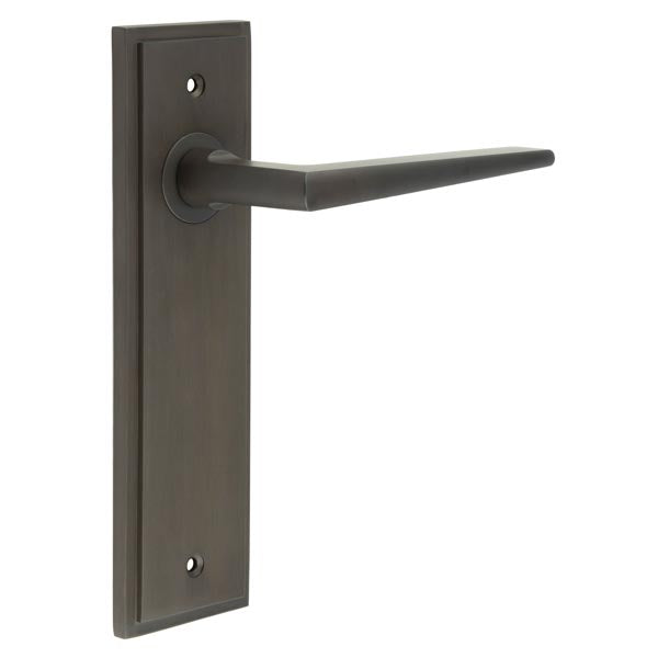 High quality image of Burlington - Mayfair Door Handle Latch Backplate Dark Bronze Sku. BUR10KIT86