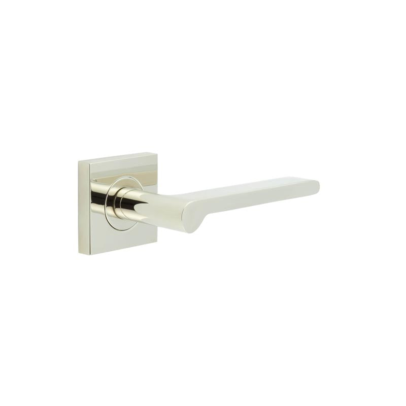 High quality image of Burlington - Fitzrovia Door Handles Square Plain Rose Polished Nickel Sku. BUR15KIT162